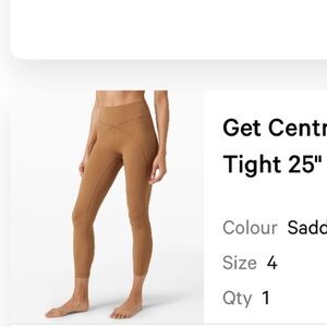 Lululemon Athletica get centered saddle tan Leggings